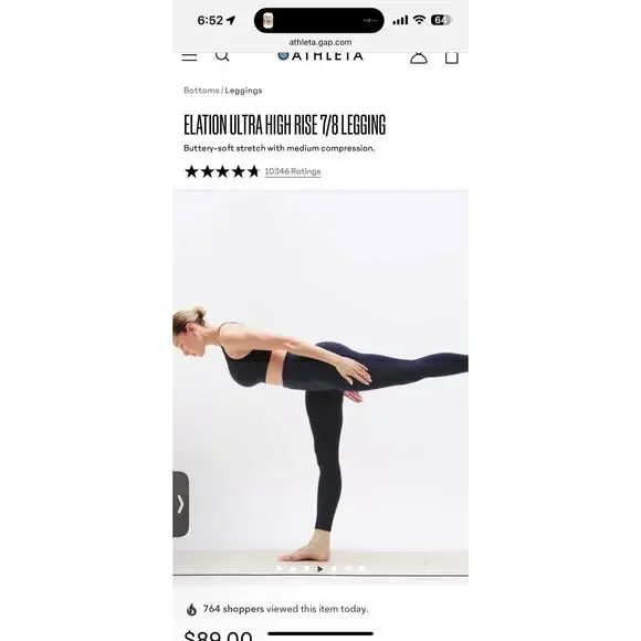 ATHLETA Ultra High Rise Elation 7/8 Legging M Medium | Black tight #599750 - Picture 11 of 15